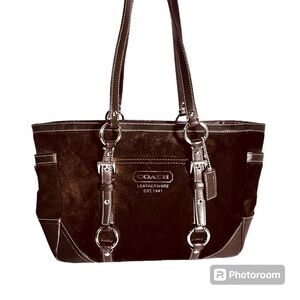 Coach chocolate brown Leather Shoulder Bag